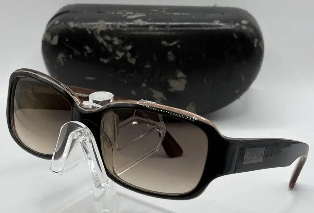 Calvin Klein Collection 9895 796 Sunglasses Brown Gradient Women Italy w Case